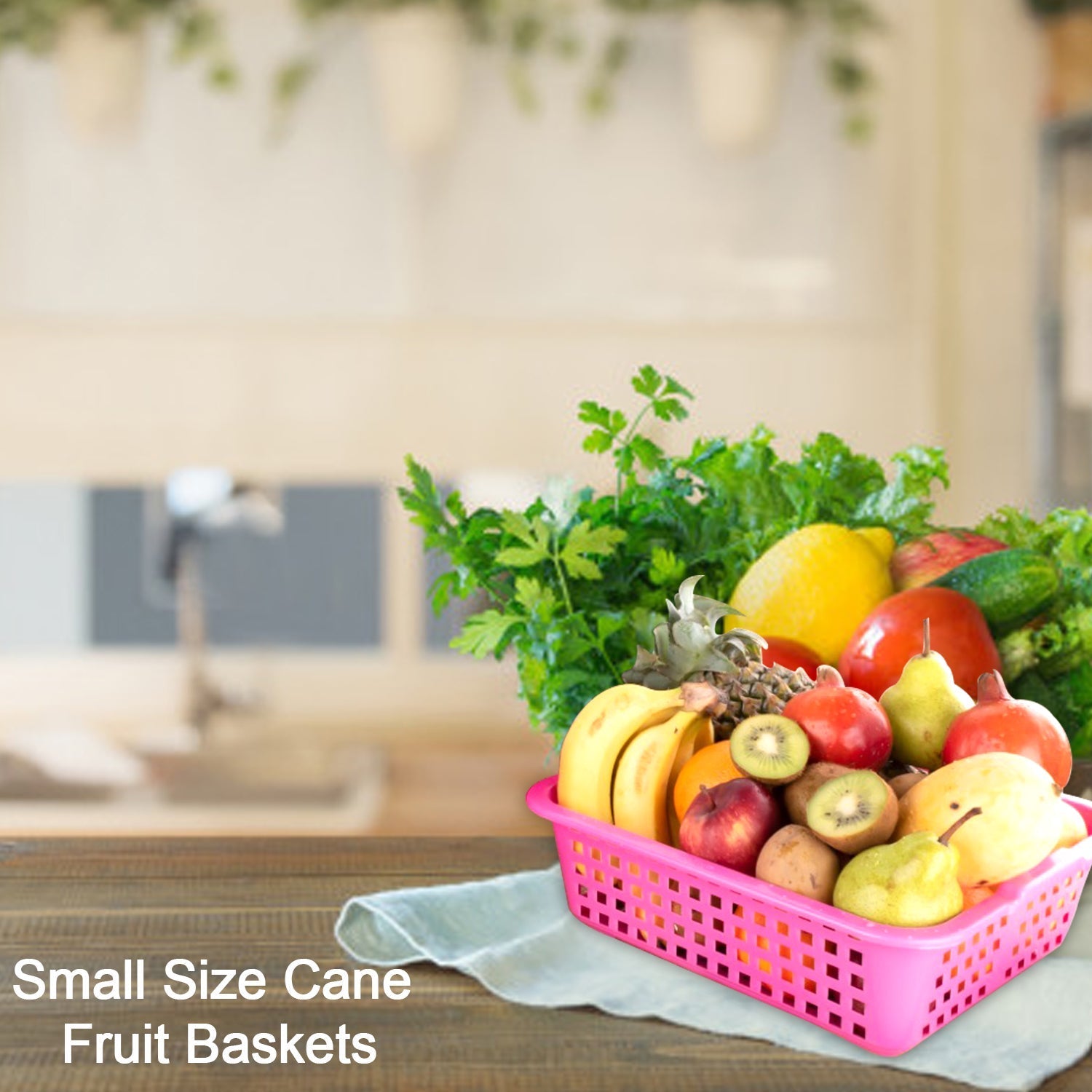 Small plastic cane basket for fruits and vegetables Small plastic cane basket for fruits and vegetables